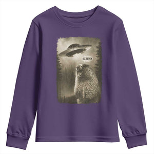 Funny Six Seven Youth Sweatshirt Screaming Groundhog UFO Meme TS14 Purple Print Your Wear