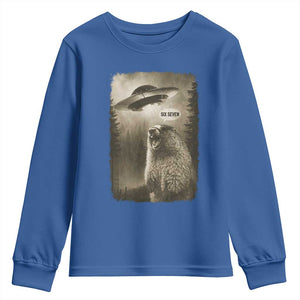 Funny Six Seven Youth Sweatshirt Screaming Groundhog UFO Meme TS14 Royal Blue Print Your Wear