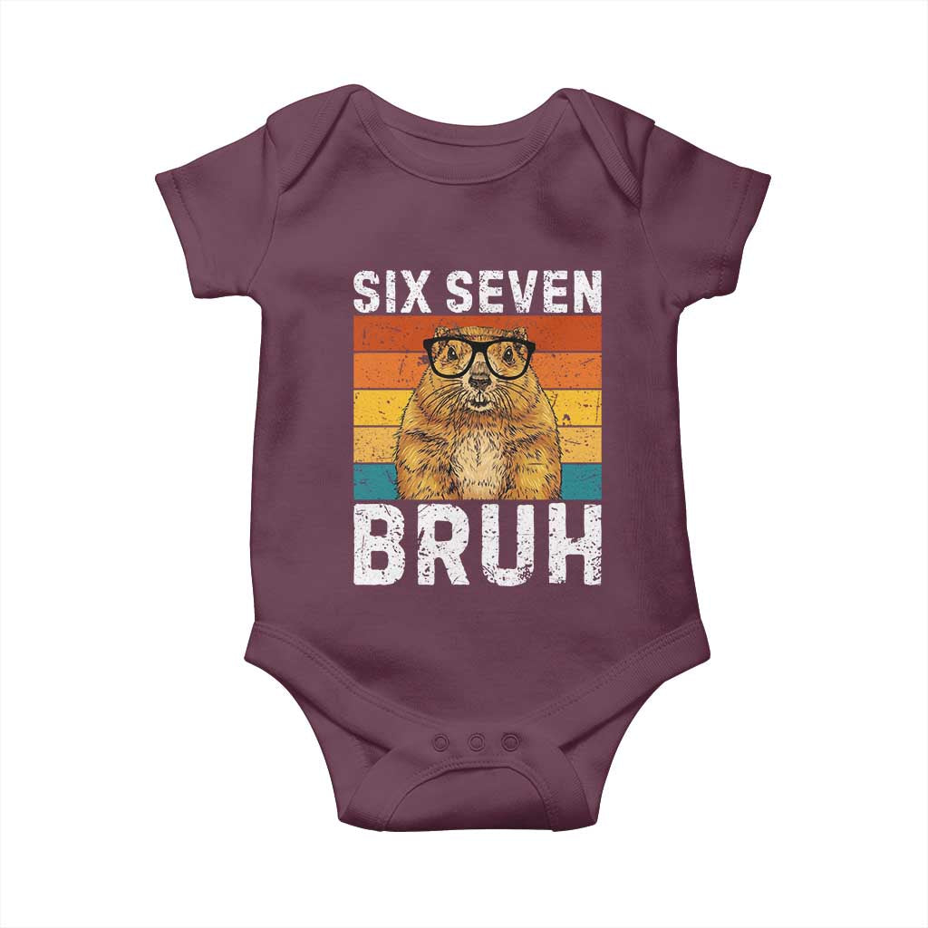 67 Groundhog Meme Baby Onesie Funny Six Seven Bruh Groundhog Day TS14 Maroon Print Your Wear