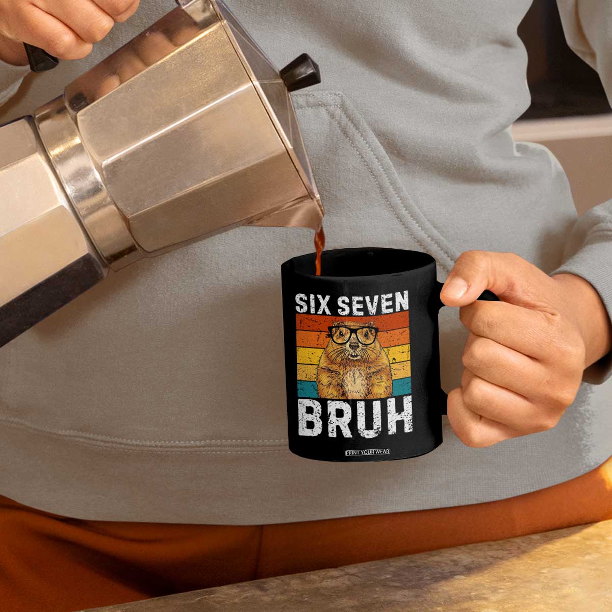 67 Groundhog Meme Coffee Mug Funny Six Seven Bruh Groundhog Day TS14 Print Your Wear