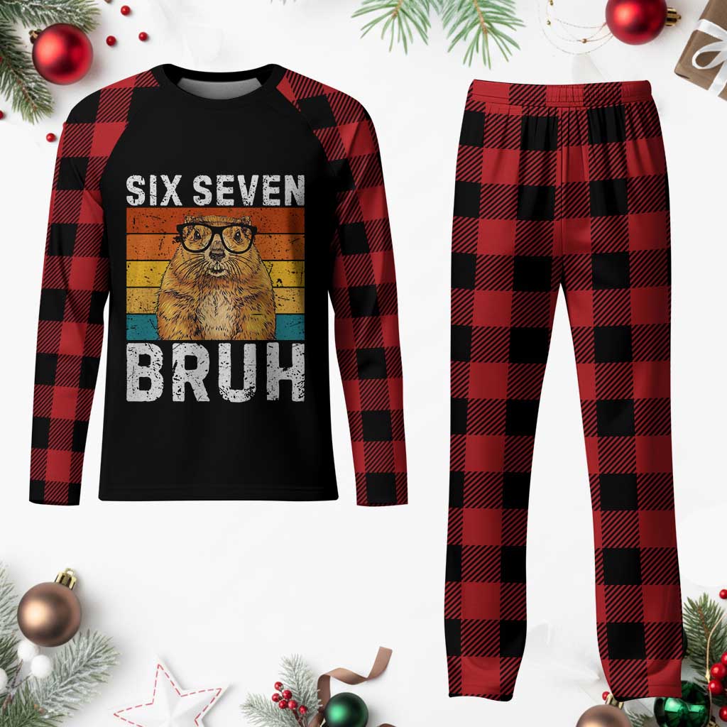 67 Groundhog Meme Plaid Pajama Set Funny Six Seven Bruh Groundhog Day TS14 Buffalo Plaid Print Your Wear