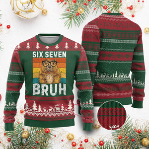 67 Groundhog Meme Ugly Christmas Sweater Funny Six Seven Bruh Groundhog Day TS14 Red Green Print Your Wear
