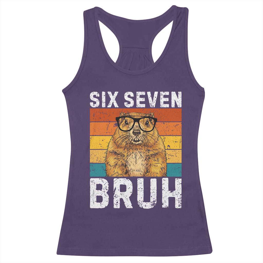 67 Groundhog Meme Racerback Tank Top Funny Six Seven Bruh Groundhog Day TS14 Purple Print Your Wear