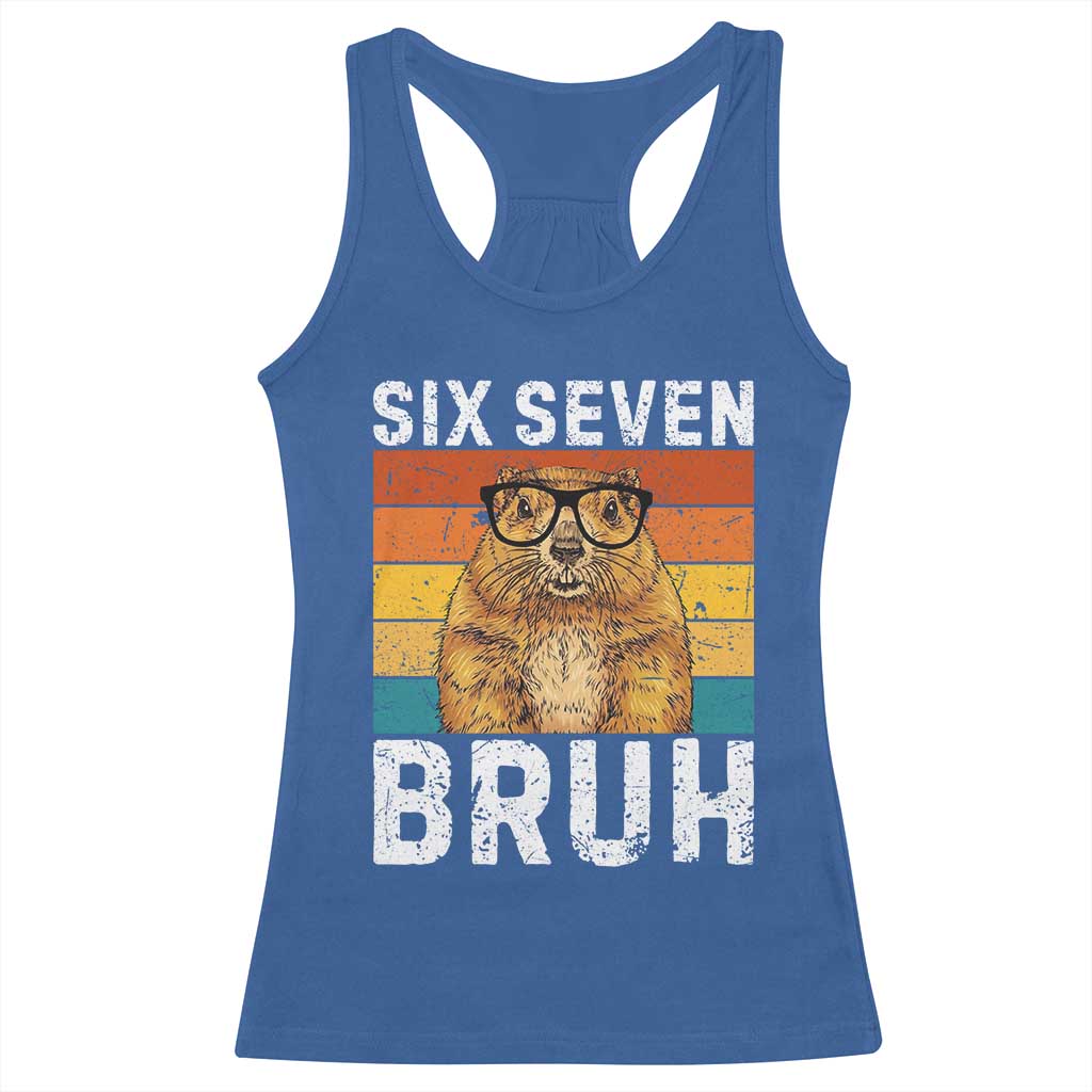 67 Groundhog Meme Racerback Tank Top Funny Six Seven Bruh Groundhog Day TS14 Royal Blue Print Your Wear