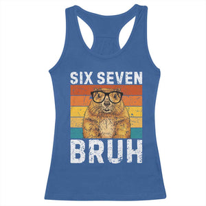 67 Groundhog Meme Racerback Tank Top Funny Six Seven Bruh Groundhog Day TS14 Royal Blue Print Your Wear