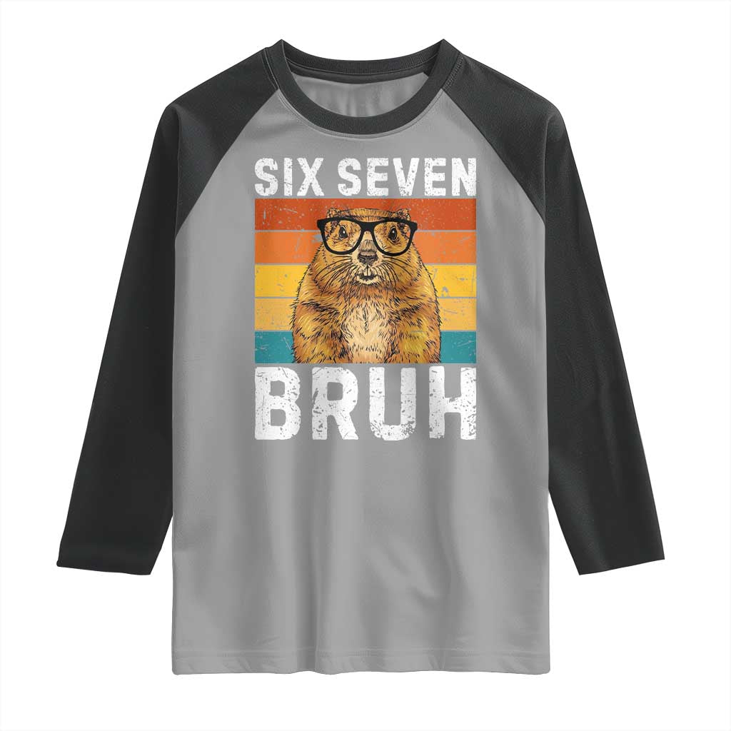 67 Groundhog Meme Raglan Shirt Funny Six Seven Bruh Groundhog Day TS14 Sport Gray Black Print Your Wear