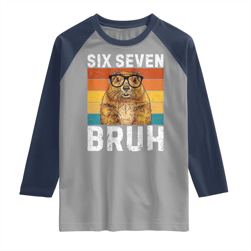 67 Groundhog Meme Raglan Shirt Funny Six Seven Bruh Groundhog Day TS14 Sport Gray Navy Print Your Wear