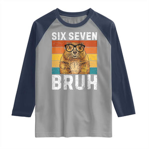67 Groundhog Meme Raglan Shirt Funny Six Seven Bruh Groundhog Day TS14 Sport Gray Navy Print Your Wear