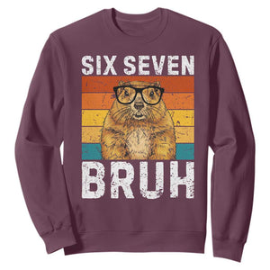 67 Groundhog Meme Sweatshirt Funny Six Seven Bruh Groundhog Day TS14 Maroon Print Your Wear