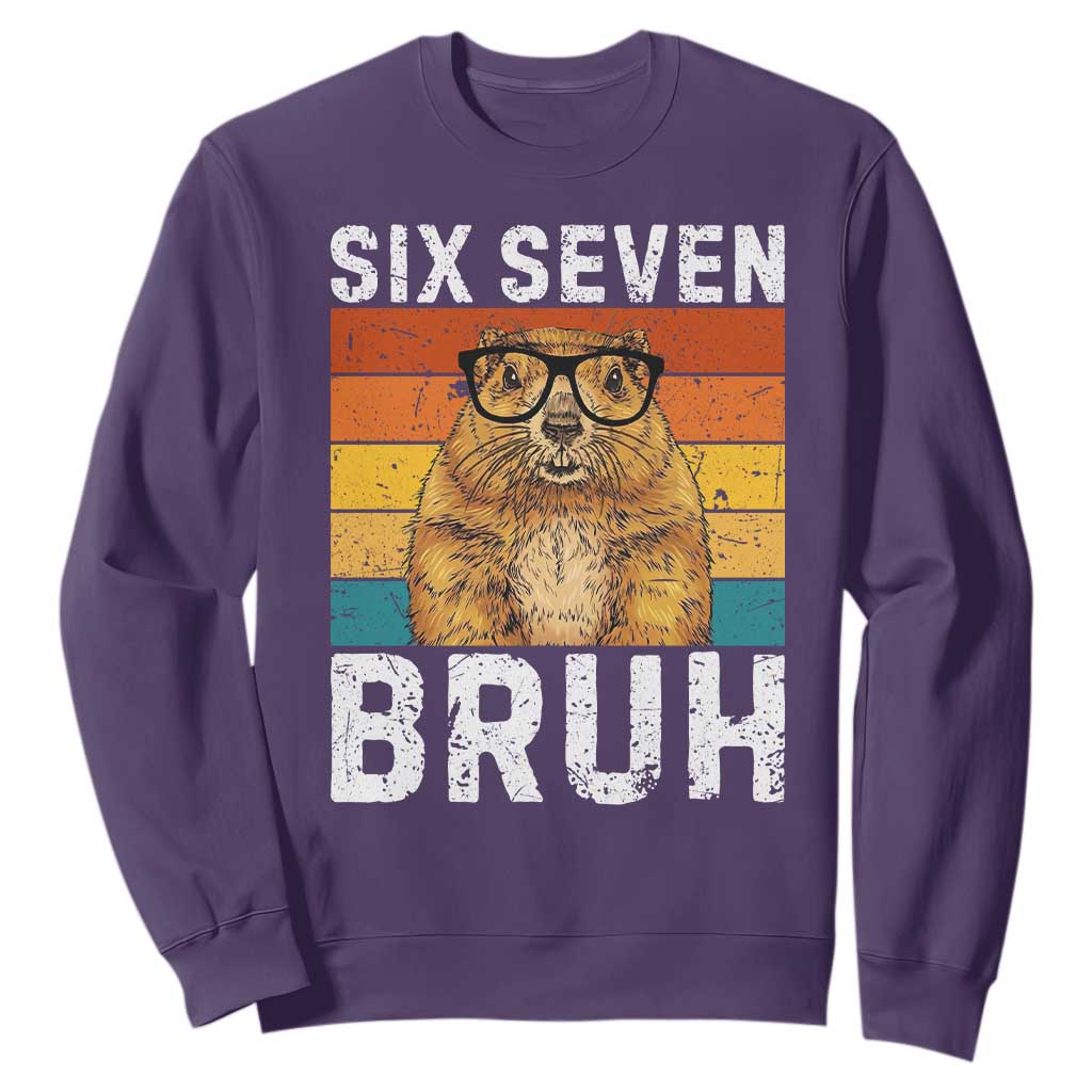 67 Groundhog Meme Sweatshirt Funny Six Seven Bruh Groundhog Day TS14 Purple Print Your Wear