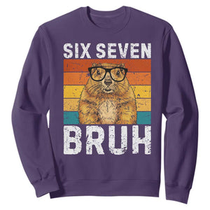 67 Groundhog Meme Sweatshirt Funny Six Seven Bruh Groundhog Day TS14 Purple Print Your Wear