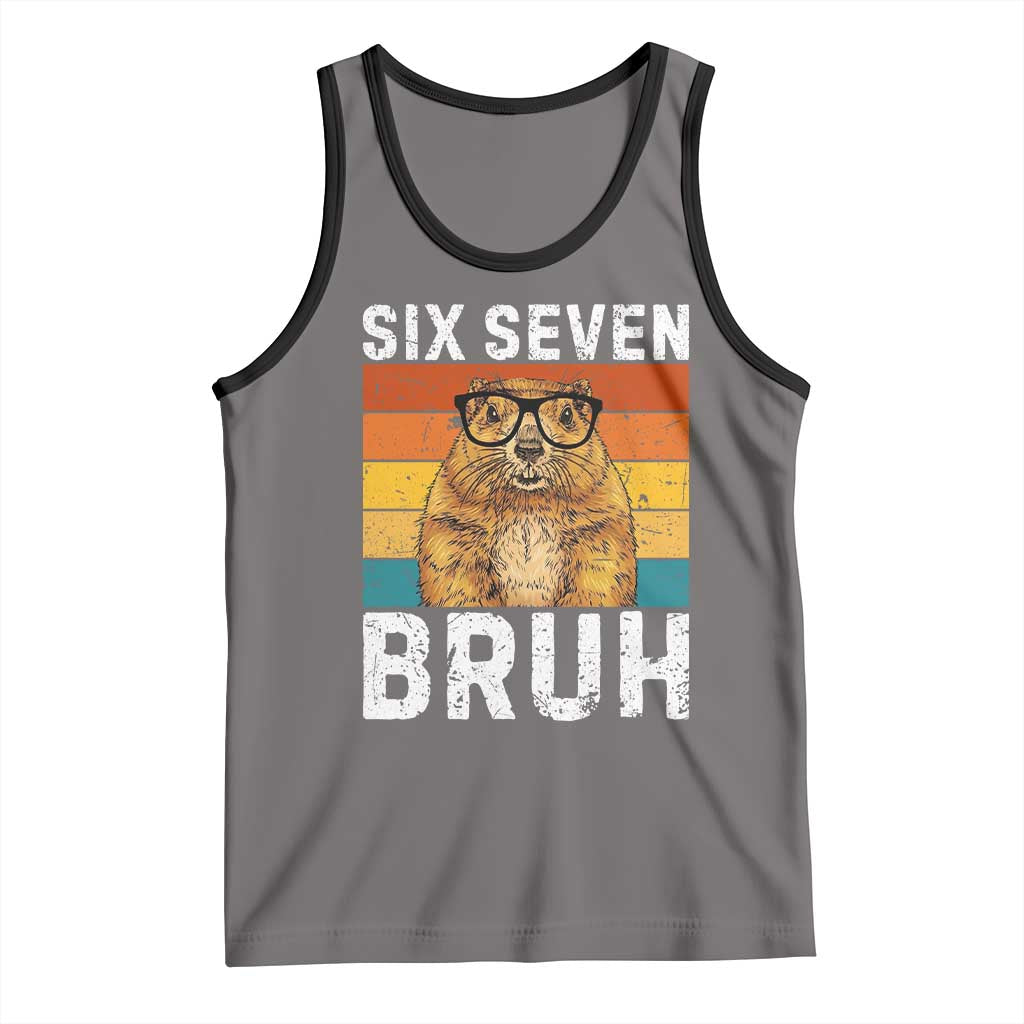 67 Groundhog Meme Tank Top Funny Six Seven Bruh Groundhog Day TS14 Deep Heather Black Print Your Wear