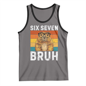 67 Groundhog Meme Tank Top Funny Six Seven Bruh Groundhog Day TS14 Deep Heather Black Print Your Wear