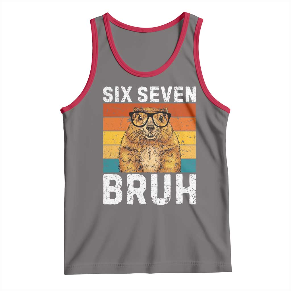 67 Groundhog Meme Tank Top Funny Six Seven Bruh Groundhog Day TS14 Deep Heather Red Print Your Wear