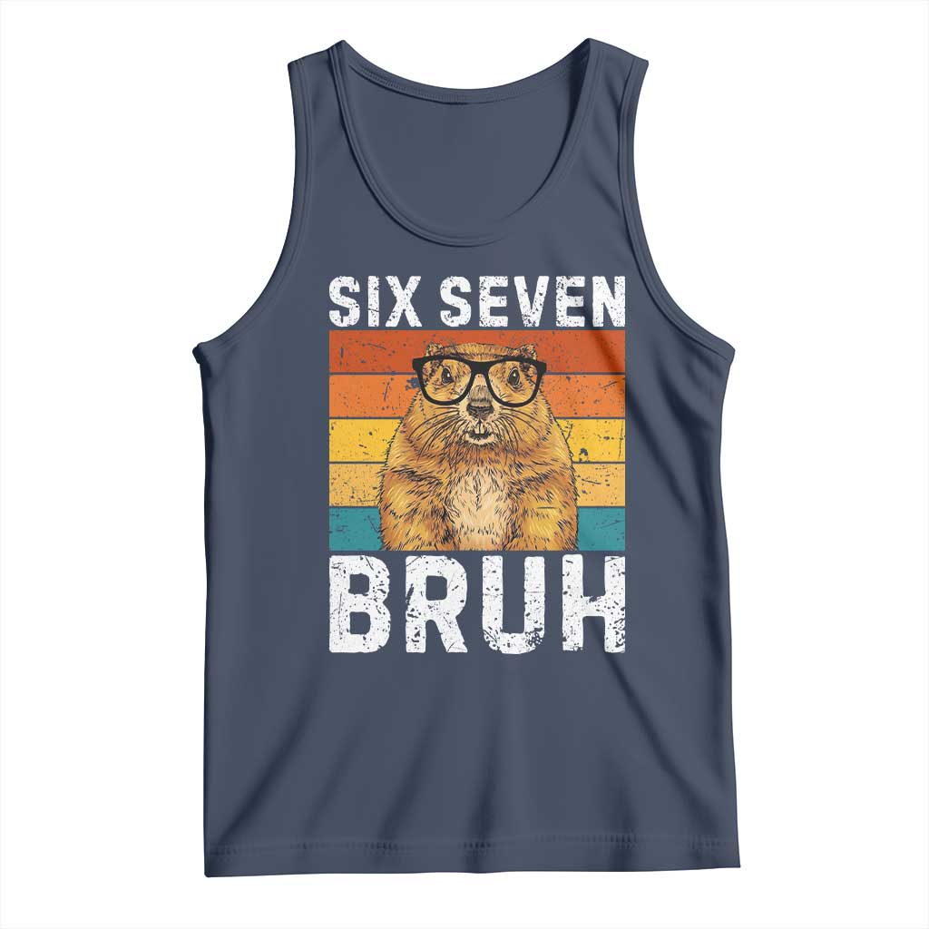 67 Groundhog Meme Tank Top Funny Six Seven Bruh Groundhog Day TS14 Navy Print Your Wear