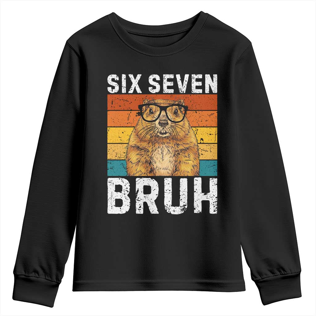 67 Groundhog Meme Youth Sweatshirt Funny Six Seven Bruh Groundhog Day TS14 Black Print Your Wear