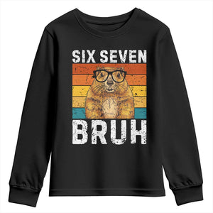 67 Groundhog Meme Youth Sweatshirt Funny Six Seven Bruh Groundhog Day TS14 Black Print Your Wear