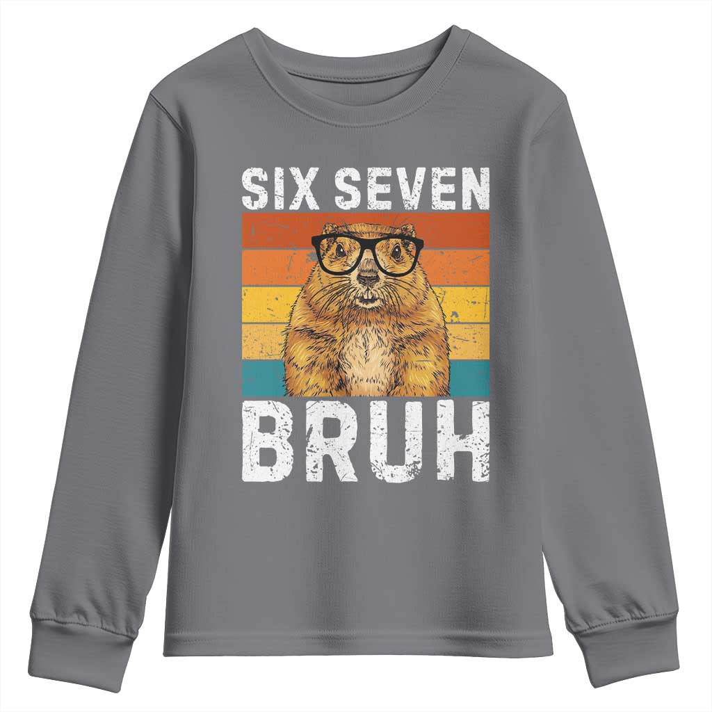 67 Groundhog Meme Youth Sweatshirt Funny Six Seven Bruh Groundhog Day TS14 Charcoal Print Your Wear