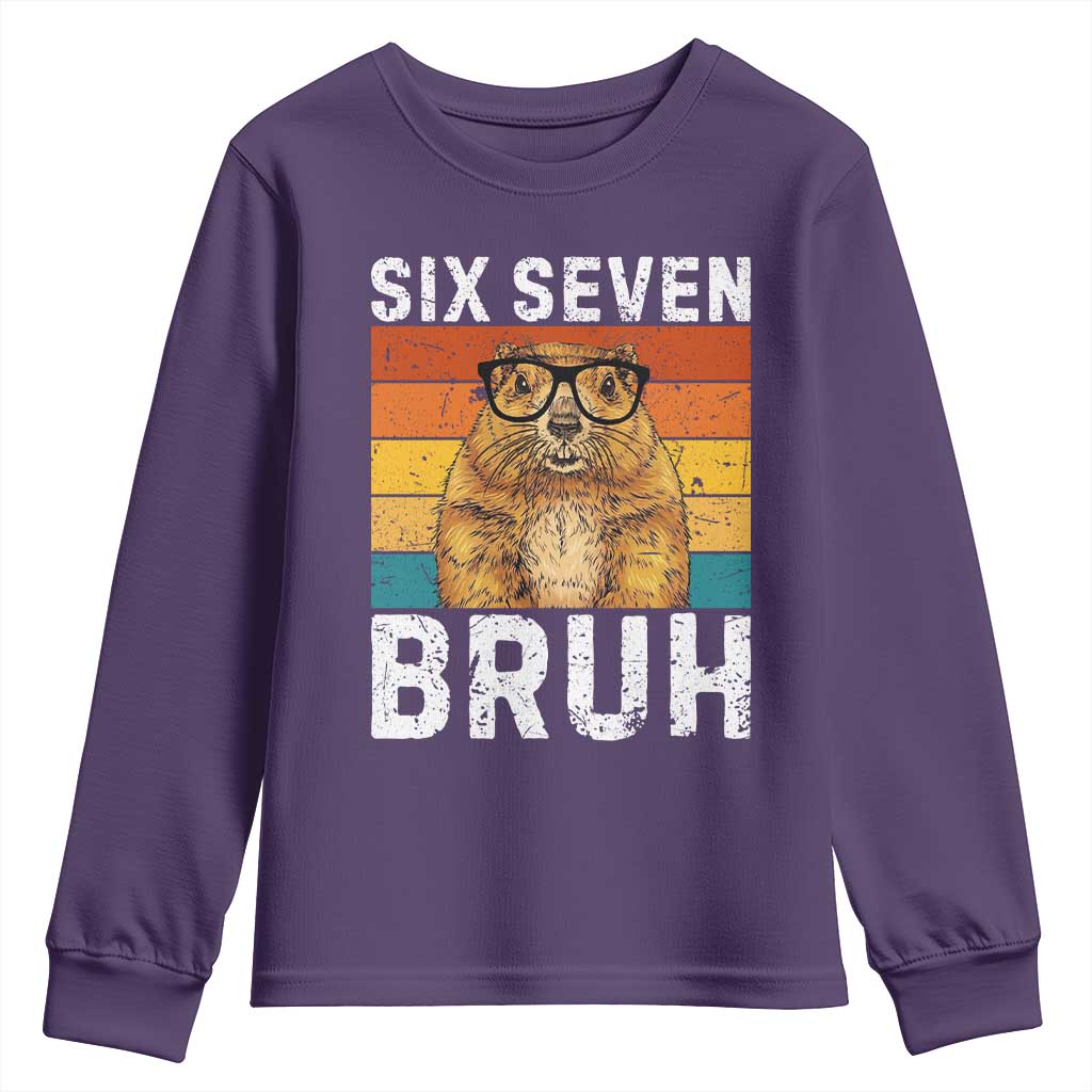 67 Groundhog Meme Youth Sweatshirt Funny Six Seven Bruh Groundhog Day TS14 Purple Print Your Wear