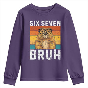 67 Groundhog Meme Youth Sweatshirt Funny Six Seven Bruh Groundhog Day TS14 Purple Print Your Wear
