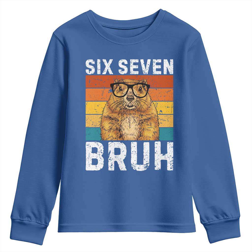 67 Groundhog Meme Youth Sweatshirt Funny Six Seven Bruh Groundhog Day TS14 Royal Blue Print Your Wear