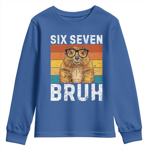 67 Groundhog Meme Youth Sweatshirt Funny Six Seven Bruh Groundhog Day TS14 Royal Blue Print Your Wear