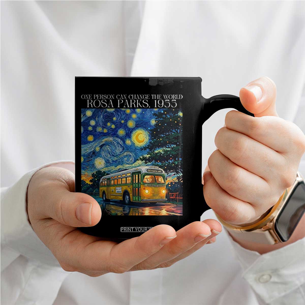 Rosa Parks Coffee Mug Starry Night Van Gogh Black History African TS14 Print Your Wear