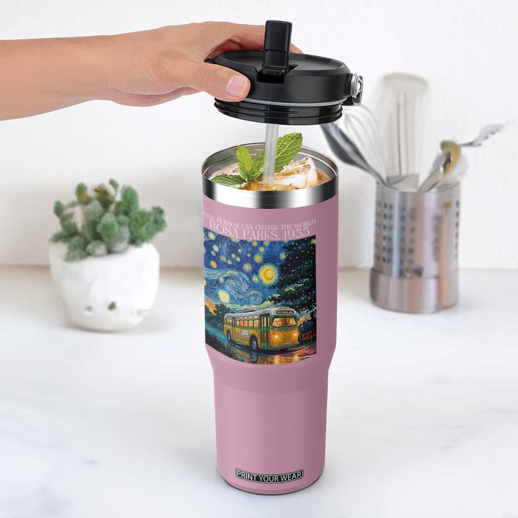 Rosa Parks Flip Straw Tumbler Starry Night Van Gogh Black History African TS14 One Size: 30 oz Light Pink Print Your Wear