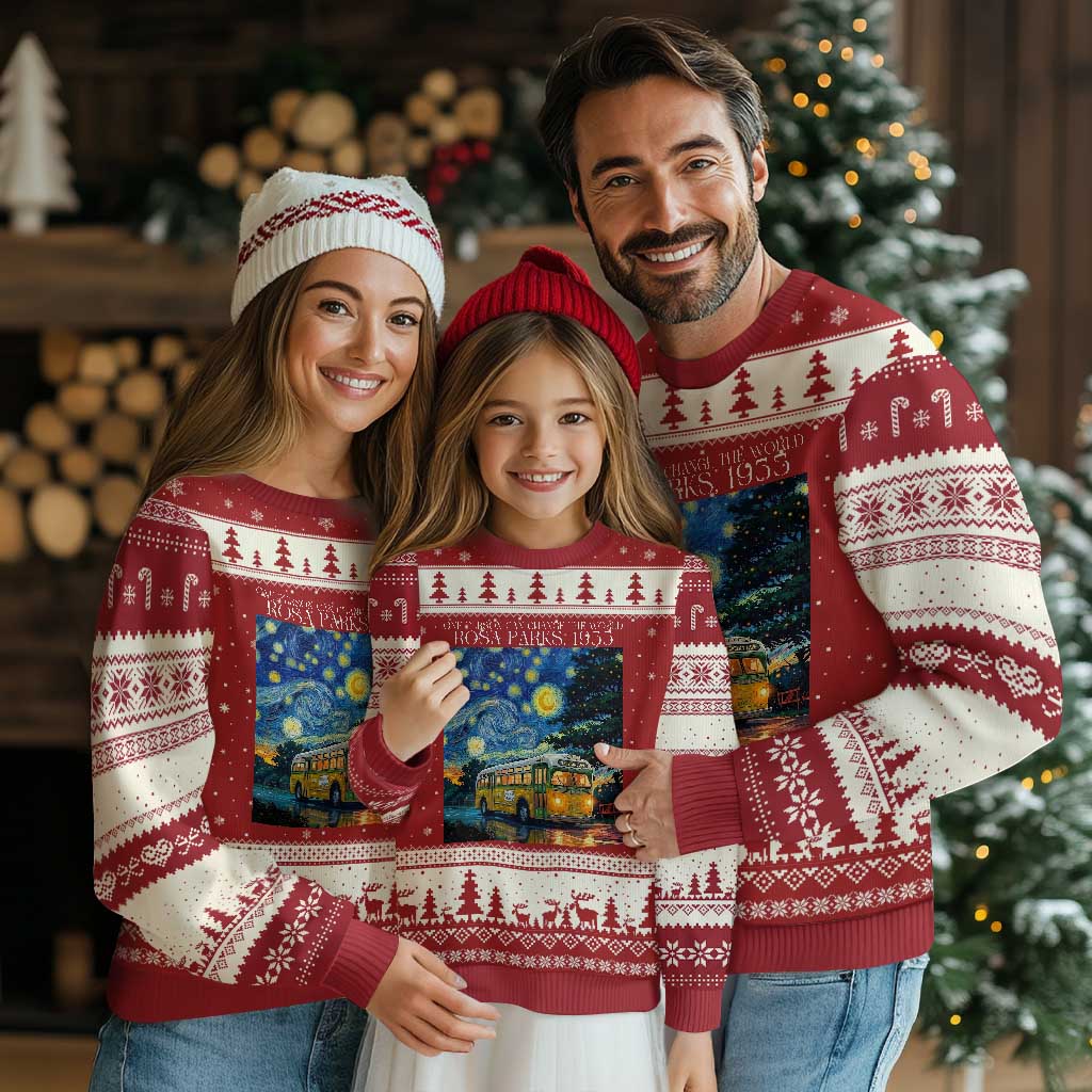 Rosa Parks Ugly Christmas Sweater Starry Night Van Gogh Black History African TS14 Red Beige Print Your Wear