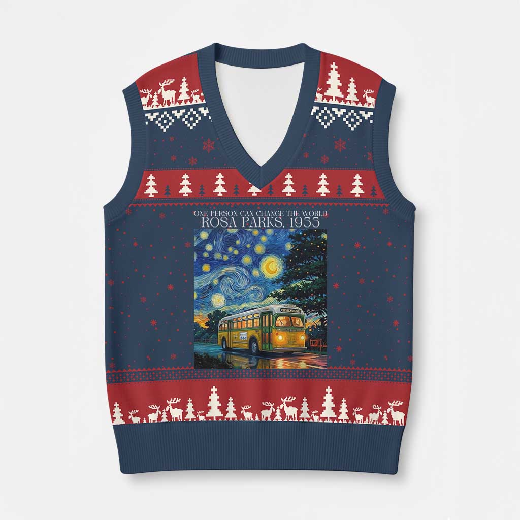 Rosa Parks V-Neck Knit Sweater Vest Starry Night Van Gogh Black History African TS14 Navy Red Print Your Wear