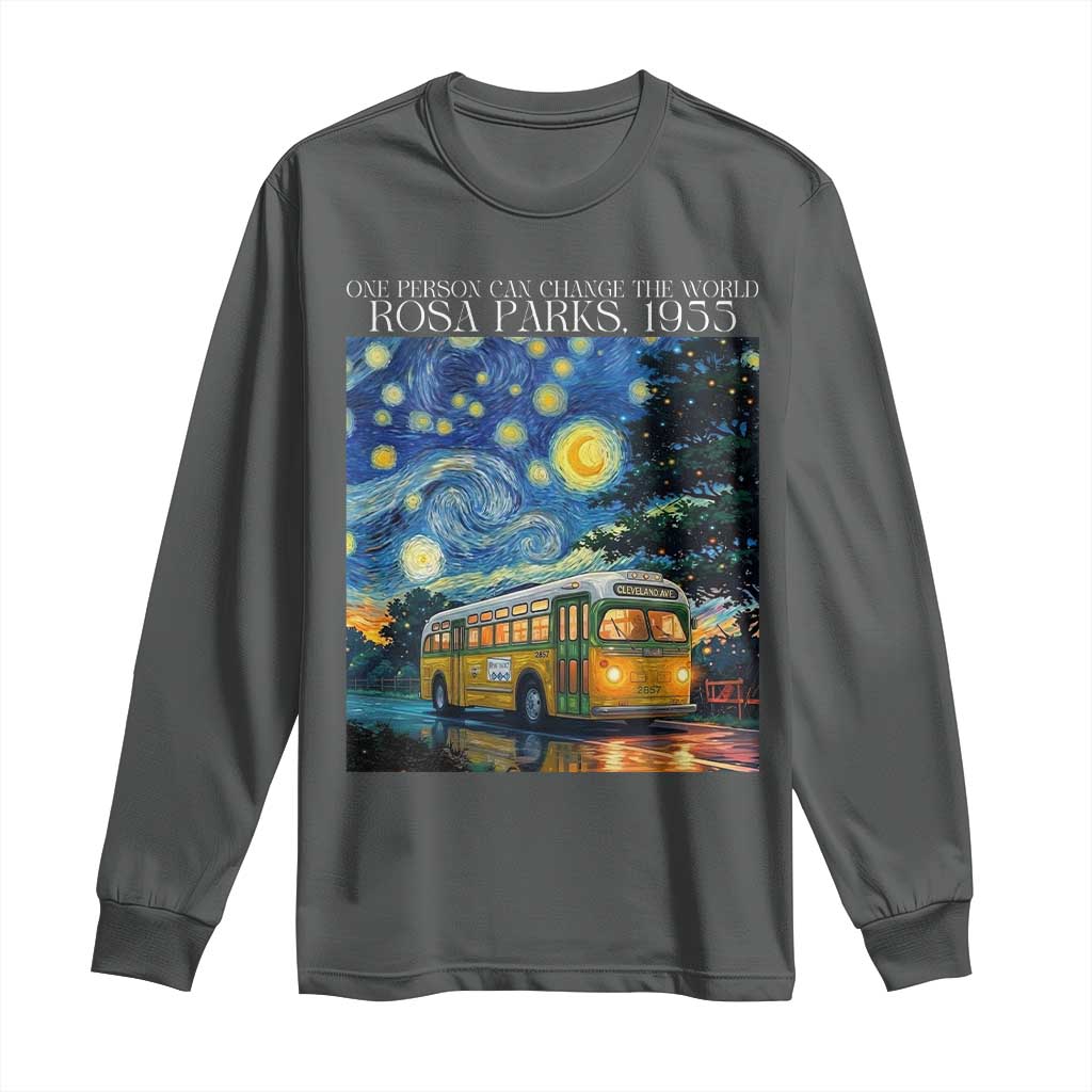 Rosa Parks Long Sleeve Shirt Starry Night Van Gogh Black History African TS14 Dark Heather Print Your Wear