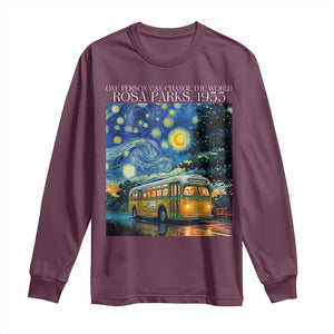Rosa Parks Long Sleeve Shirt Starry Night Van Gogh Black History African TS14 Maroon Print Your Wear