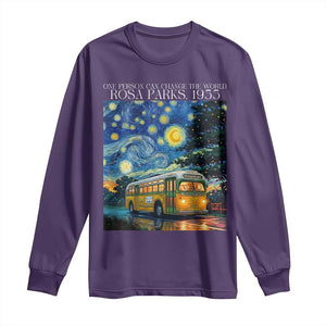 Rosa Parks Long Sleeve Shirt Starry Night Van Gogh Black History African TS14 Purple Print Your Wear