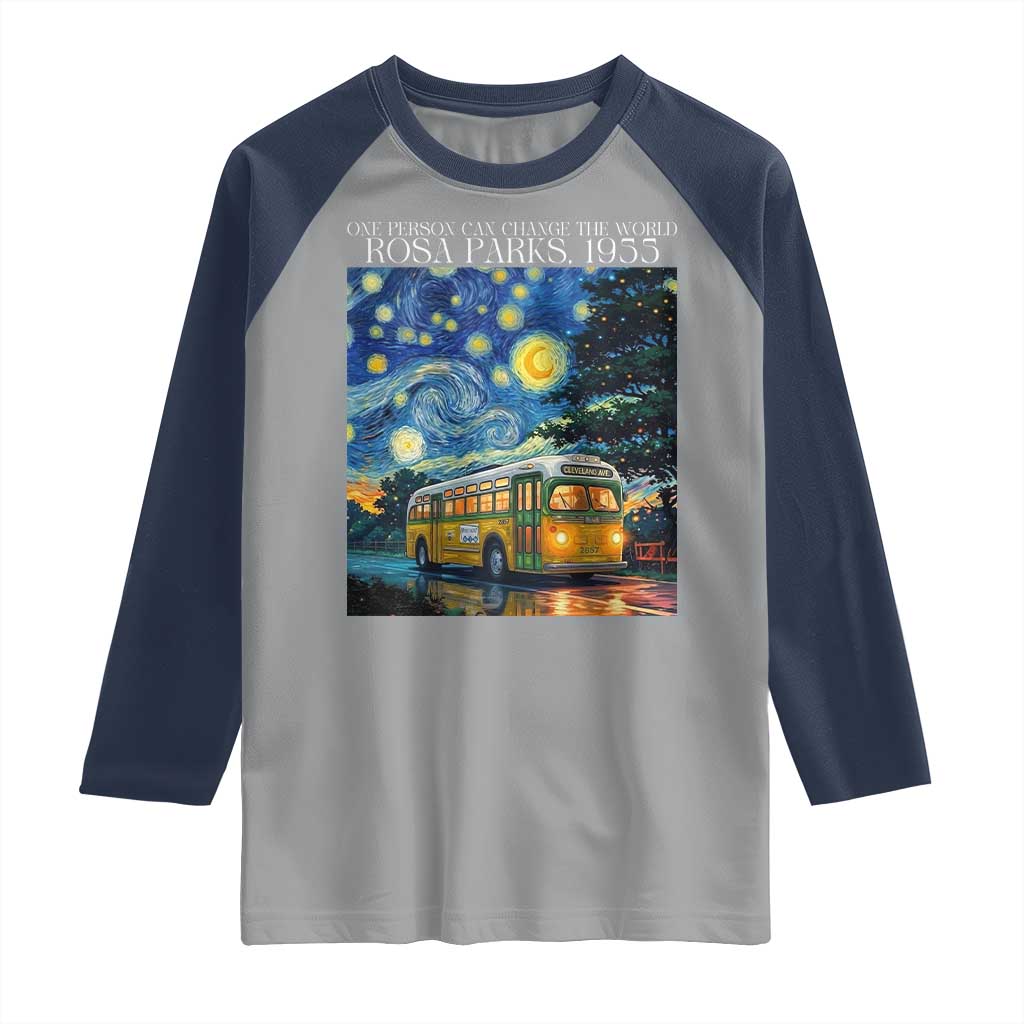 Rosa Parks Raglan Shirt Starry Night Van Gogh Black History African TS14 Sport Gray Navy Print Your Wear