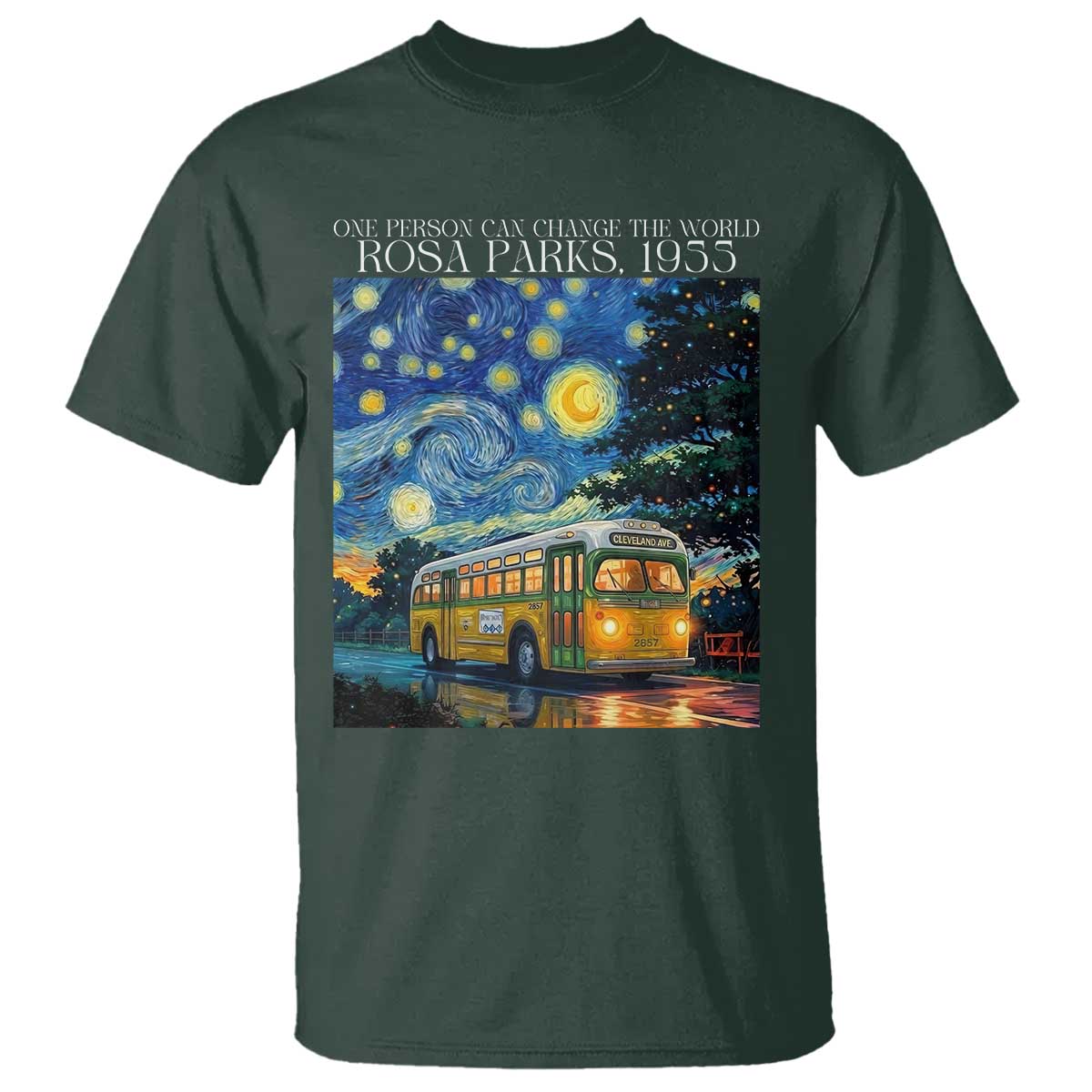Rosa Parks T Shirt Starry Night Van Gogh Black History African TS14 Dark Forest Green Print Your Wear