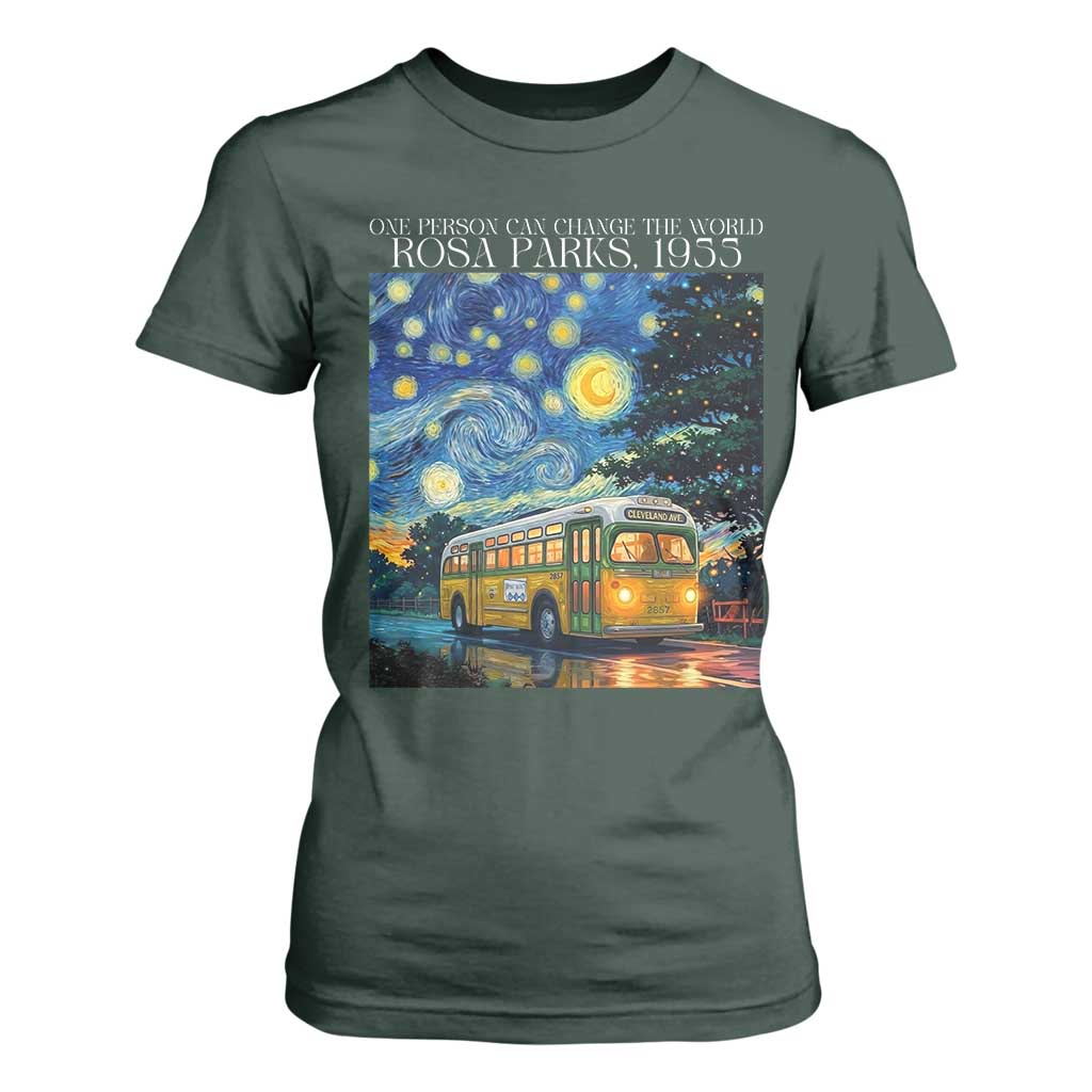 Rosa Parks T Shirt For Women Starry Night Van Gogh Black History African TS14 Dark Forest Green Print Your Wear