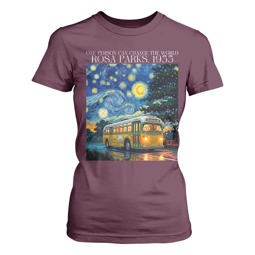 Rosa Parks T Shirt For Women Starry Night Van Gogh Black History African TS14 Maroon Print Your Wear