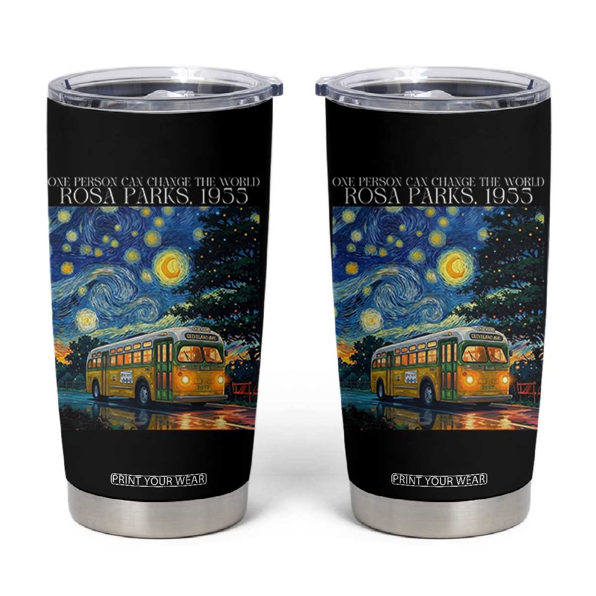 Rosa Parks Tumbler Cup Starry Night Van Gogh Black History African TS14 Black Print Your Wear