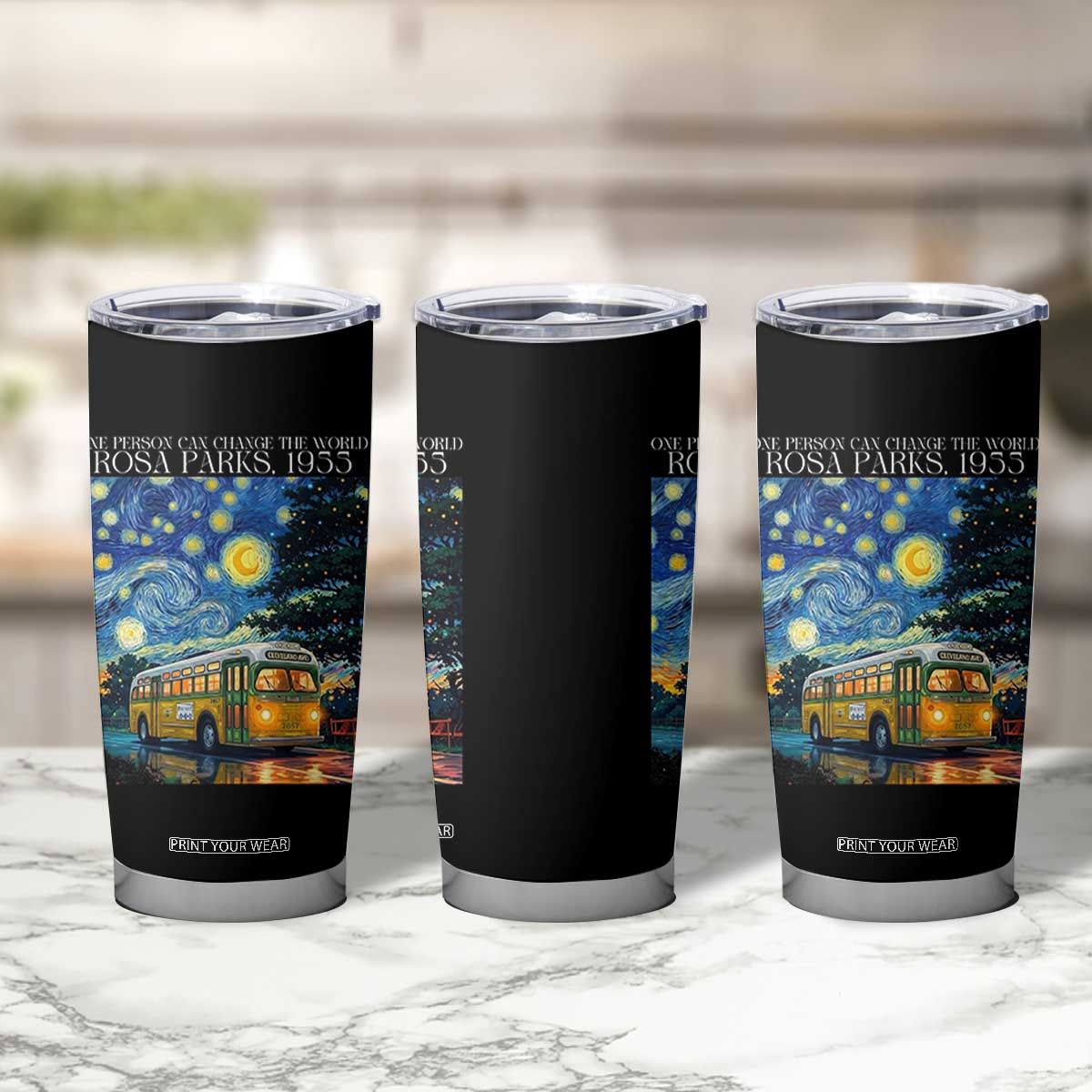 Rosa Parks Tumbler Cup Starry Night Van Gogh Black History African TS14 Print Your Wear