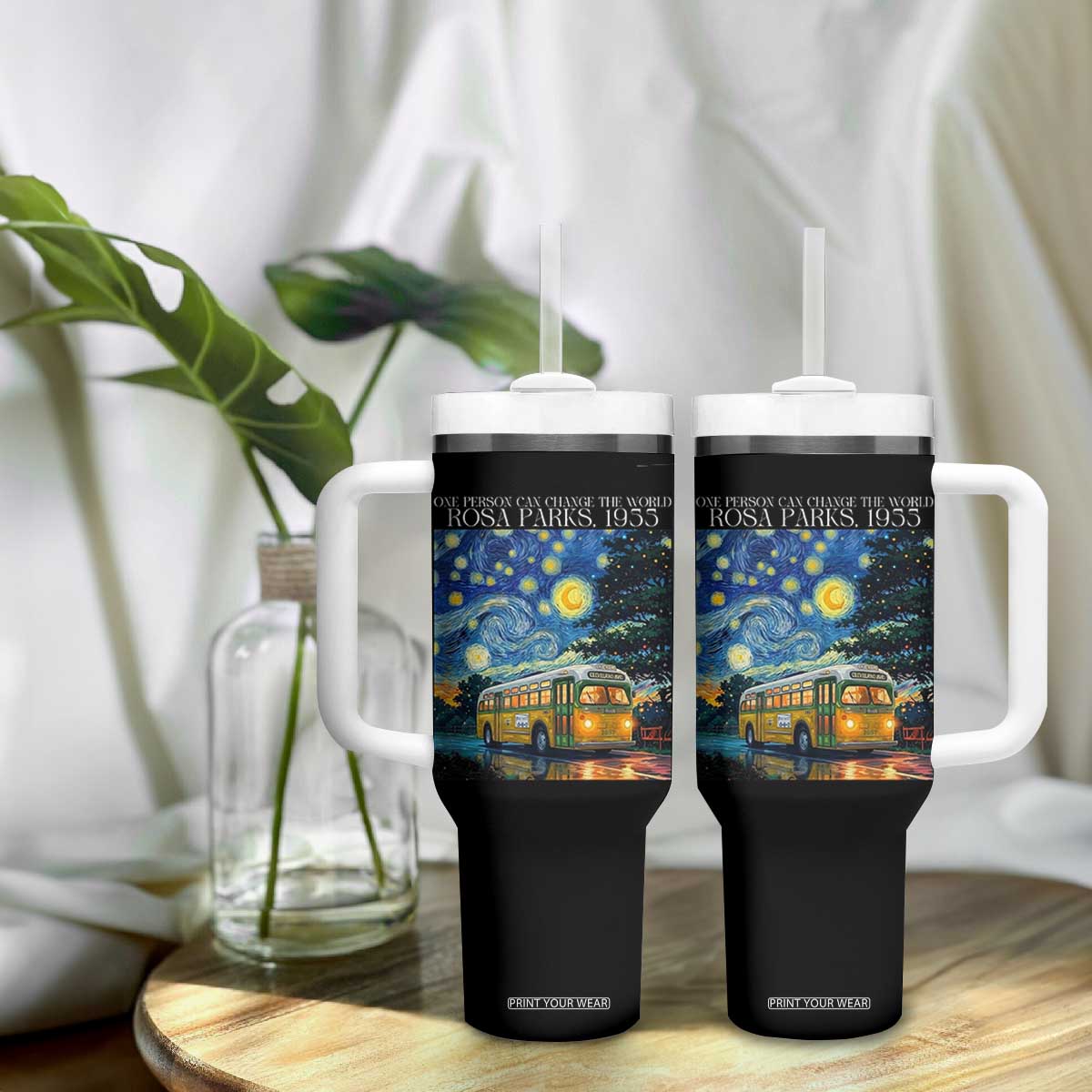 Rosa Parks Tumbler With Handle Starry Night Van Gogh Black History African TS14 Print Your Wear