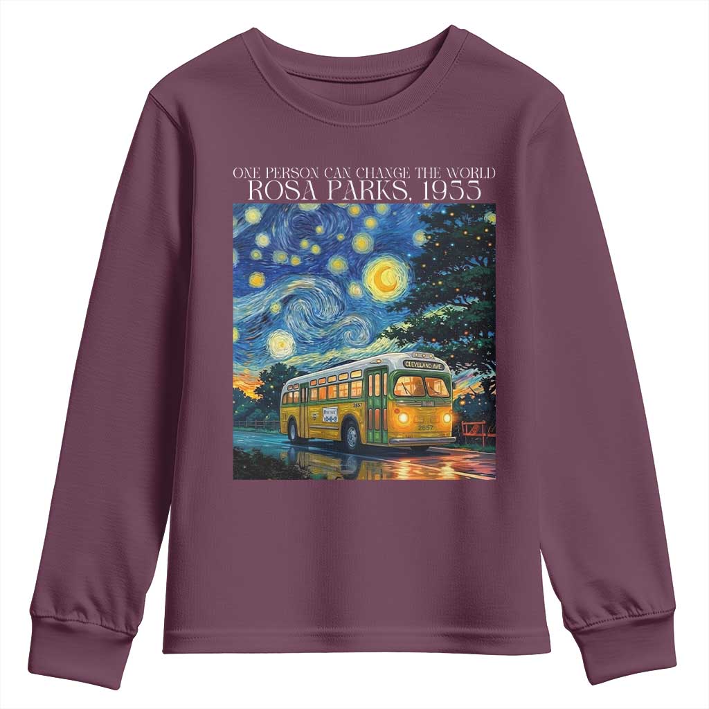 Rosa Parks Youth Sweatshirt Starry Night Van Gogh Black History African TS14 Maroon Print Your Wear