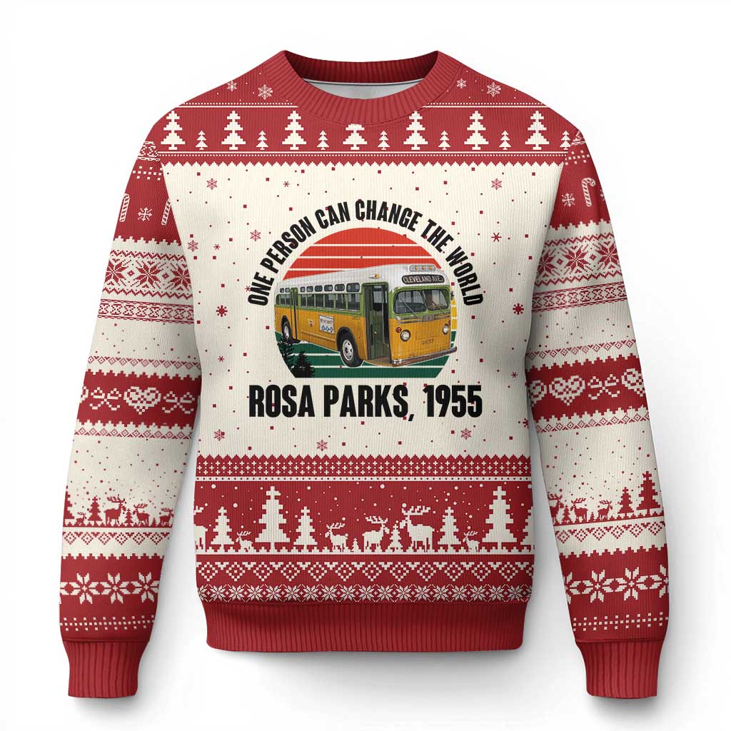 Rosa Parks Ugly Christmas Sweater One Person Can Change The World - Print Your Wear