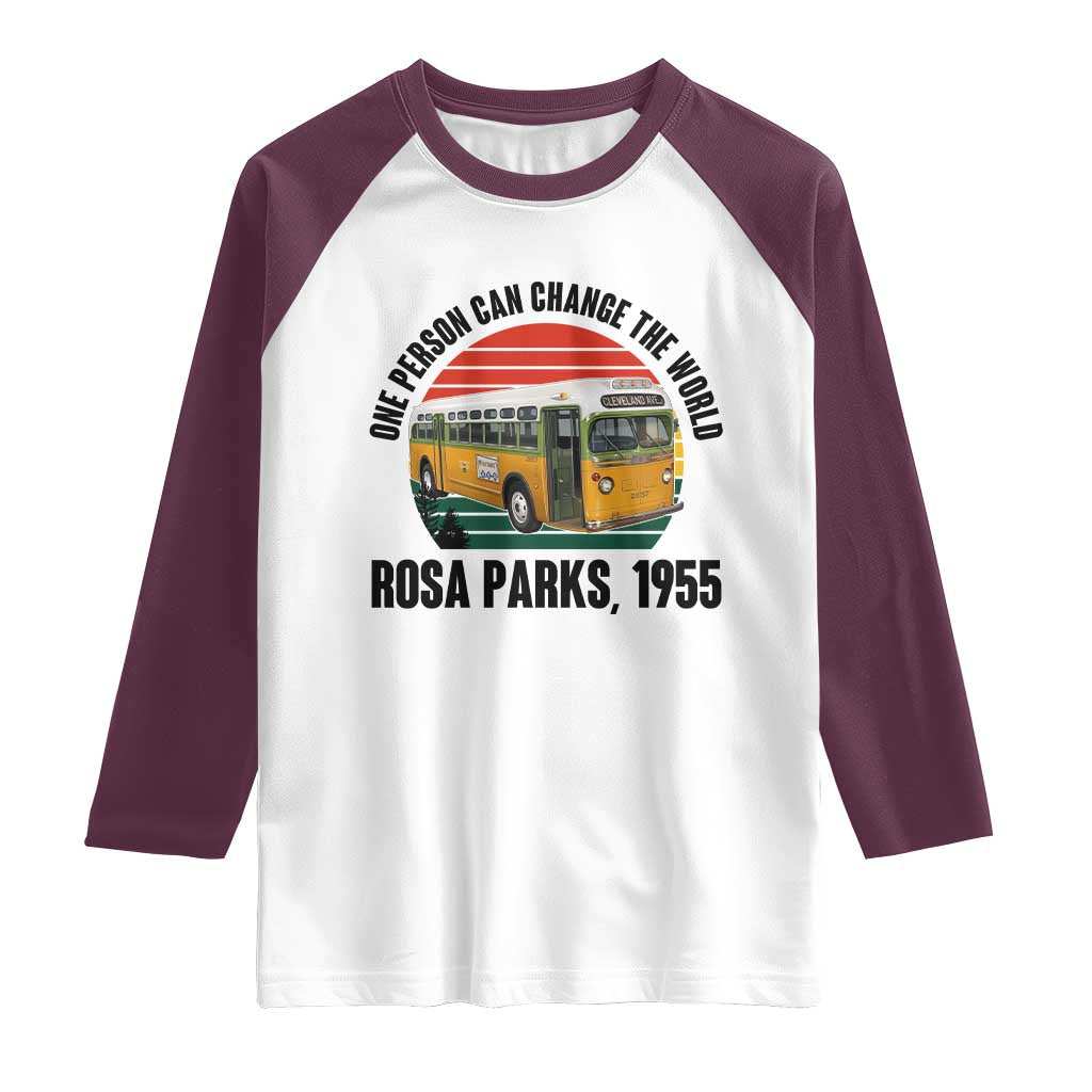 Rosa Parks Raglan Shirt One Person Can Change The World TS14 White Maroon Print Your Wear