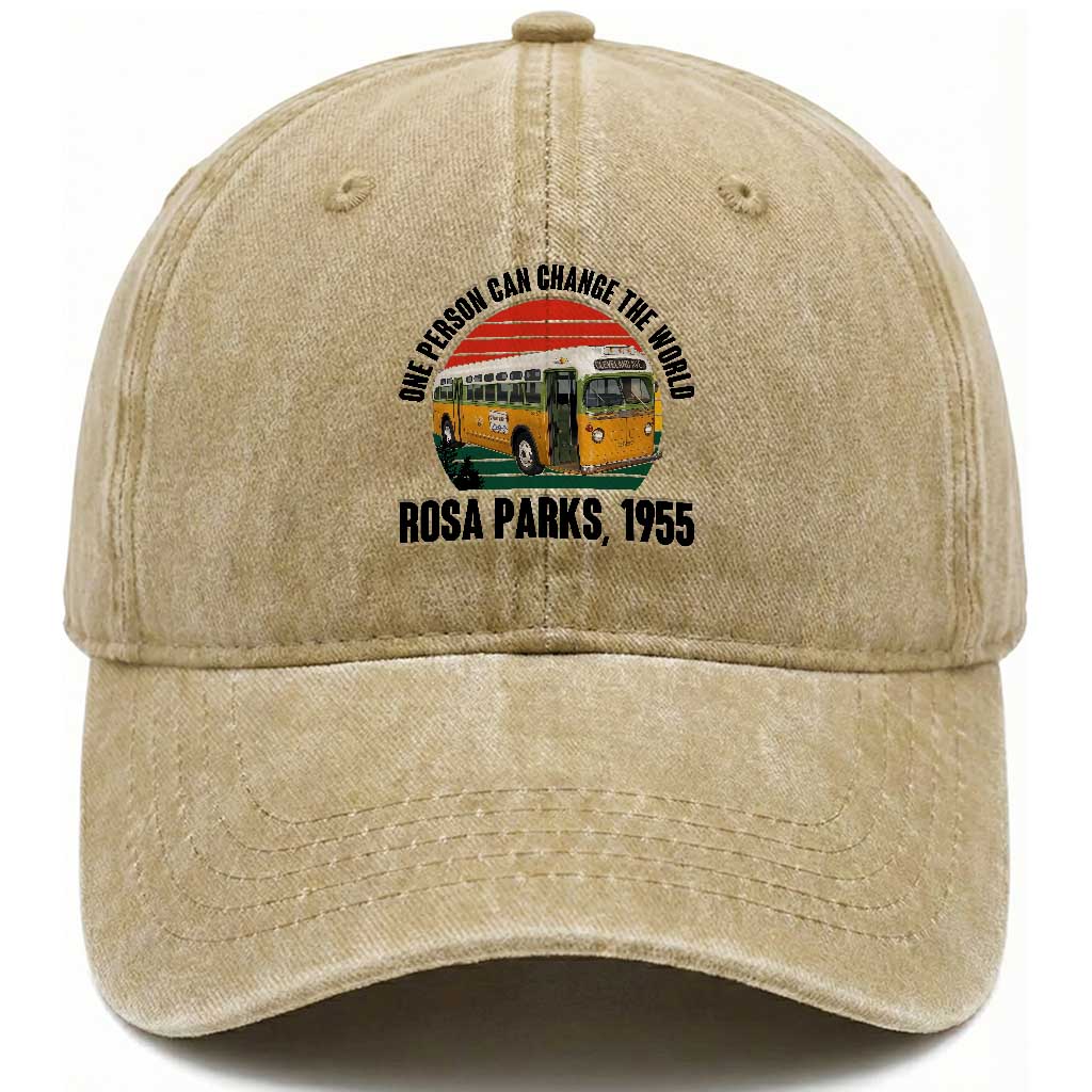 Rosa Parks Washed Cotton Baseball Cap One Person Can Change The World TS14 Washed Cap Universal Fit Khaki Print Your Wear