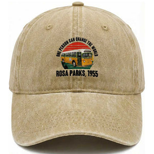 Rosa Parks Washed Cotton Baseball Cap One Person Can Change The World TS14 Washed Cap Universal Fit Khaki Print Your Wear
