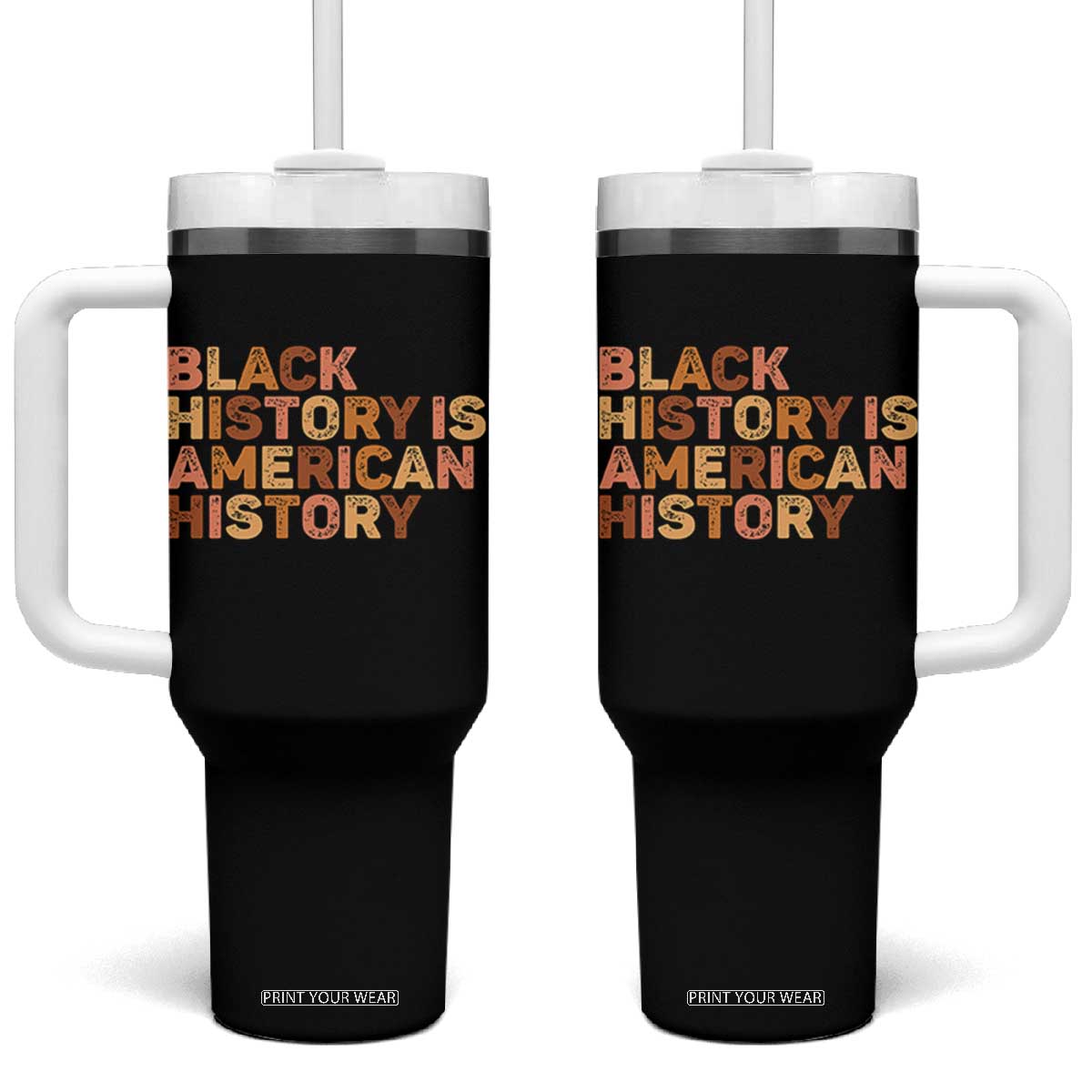 Black History Melanin African American Pride Tumbler With Handle TS14 One Size: 40 oz Black Print Your Wear
