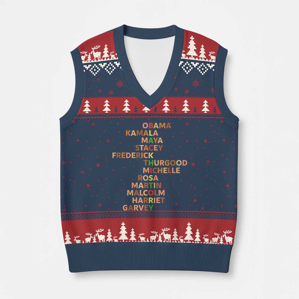 Black Leader History Melanin African American Pride V-Neck Knit Sweater Vest TS14 Navy Red Print Your Wear