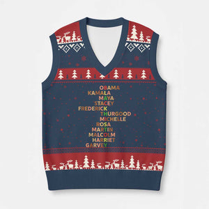 Black Leader History Melanin African American Pride V-Neck Knit Sweater Vest TS14 Navy Red Print Your Wear