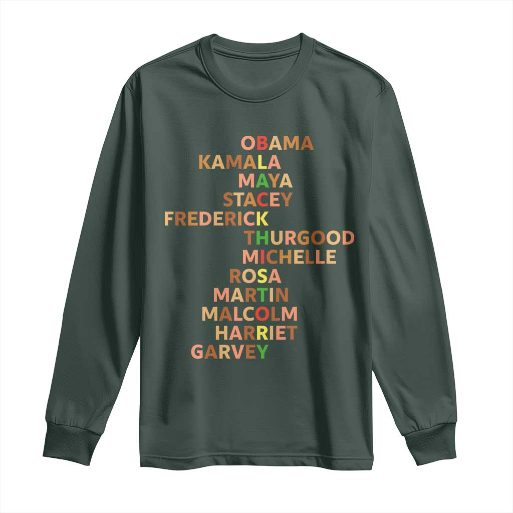 Black Leader History Melanin African American Pride Long Sleeve Shirt TS14 Dark Forest Green Print Your Wear