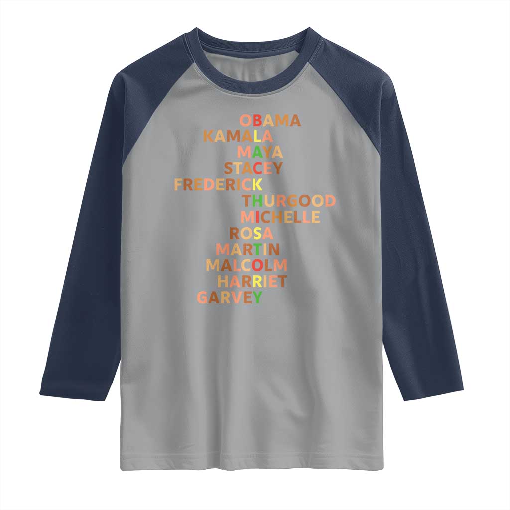 Black Leader History Melanin African American Pride Raglan Shirt TS14 Sport Gray Navy Print Your Wear